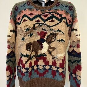 Vintage Polo by Ralph Lauren Rustic Multicolor Crewneck Sweater wool handmade